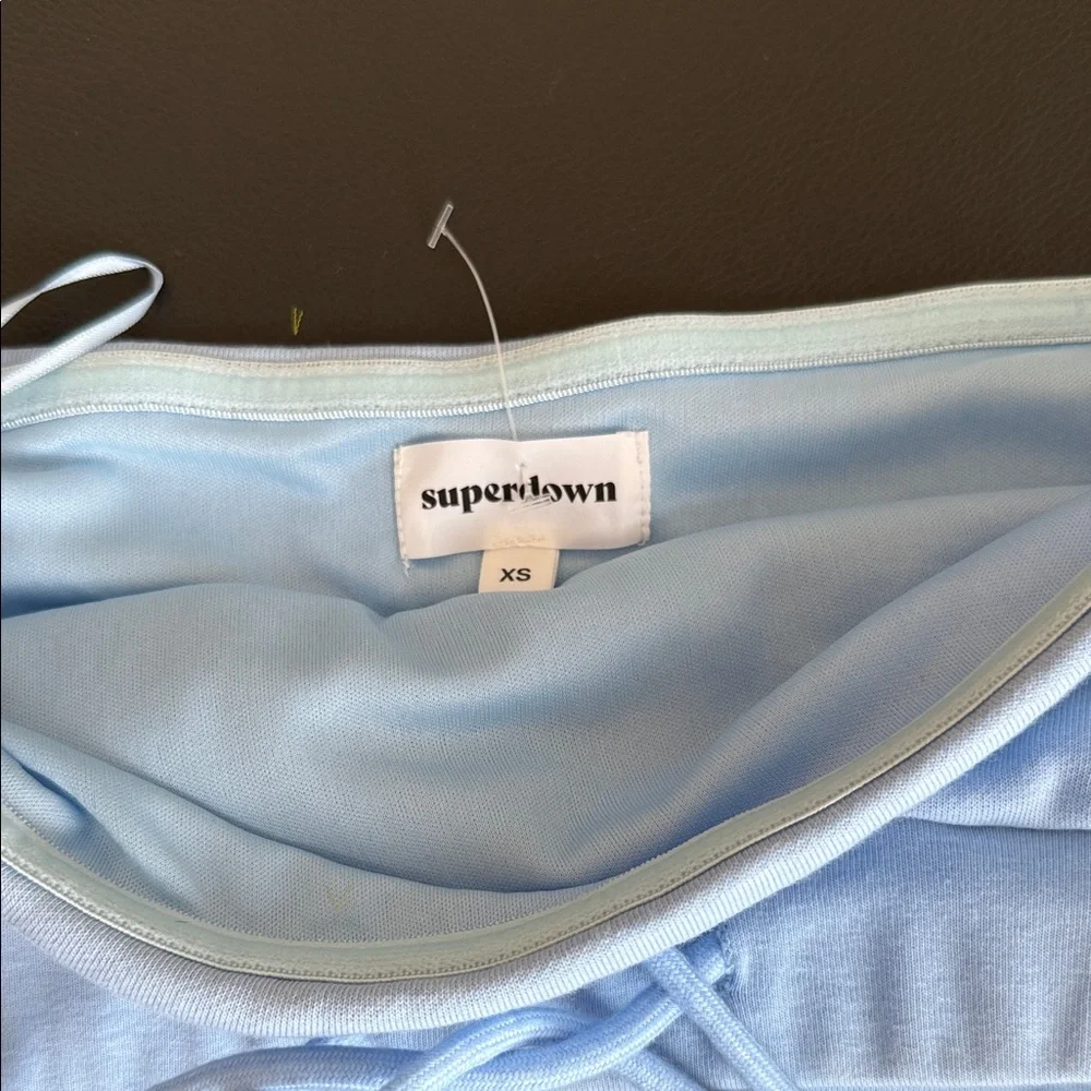 Superdown Light Blue Athletic Lounge Shorts and Tube Top Set Size XS - Picture 4 of 9